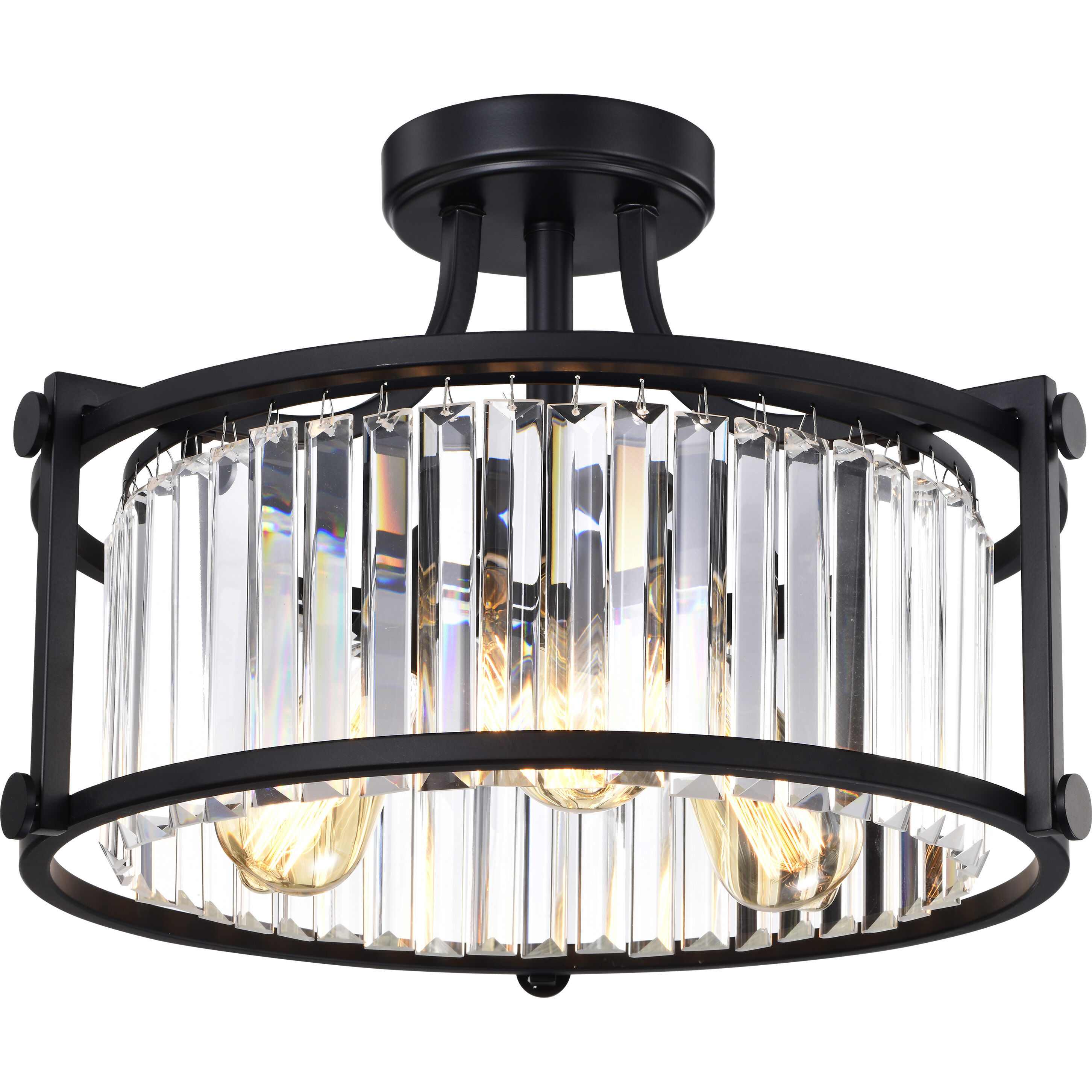 Krys 3 Light 17.75 inch Aged Bronze Semi Flush Mount Ceiling Light