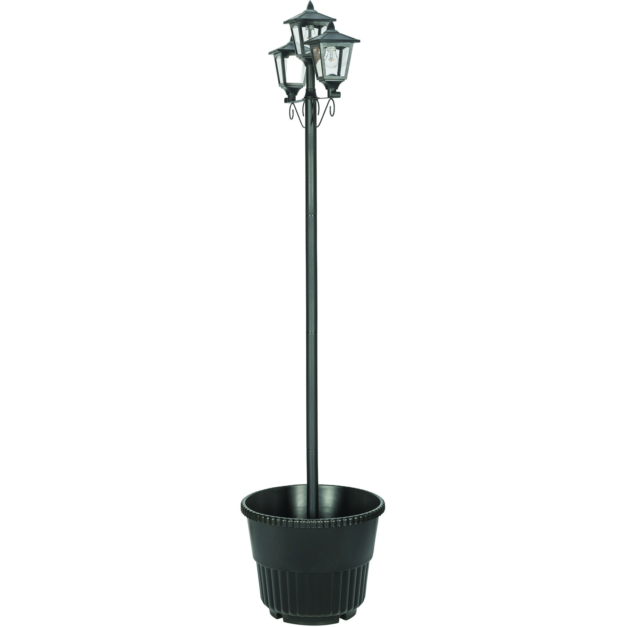 Triple Head 3 Light 78.5 inch Black Post Light, Solar