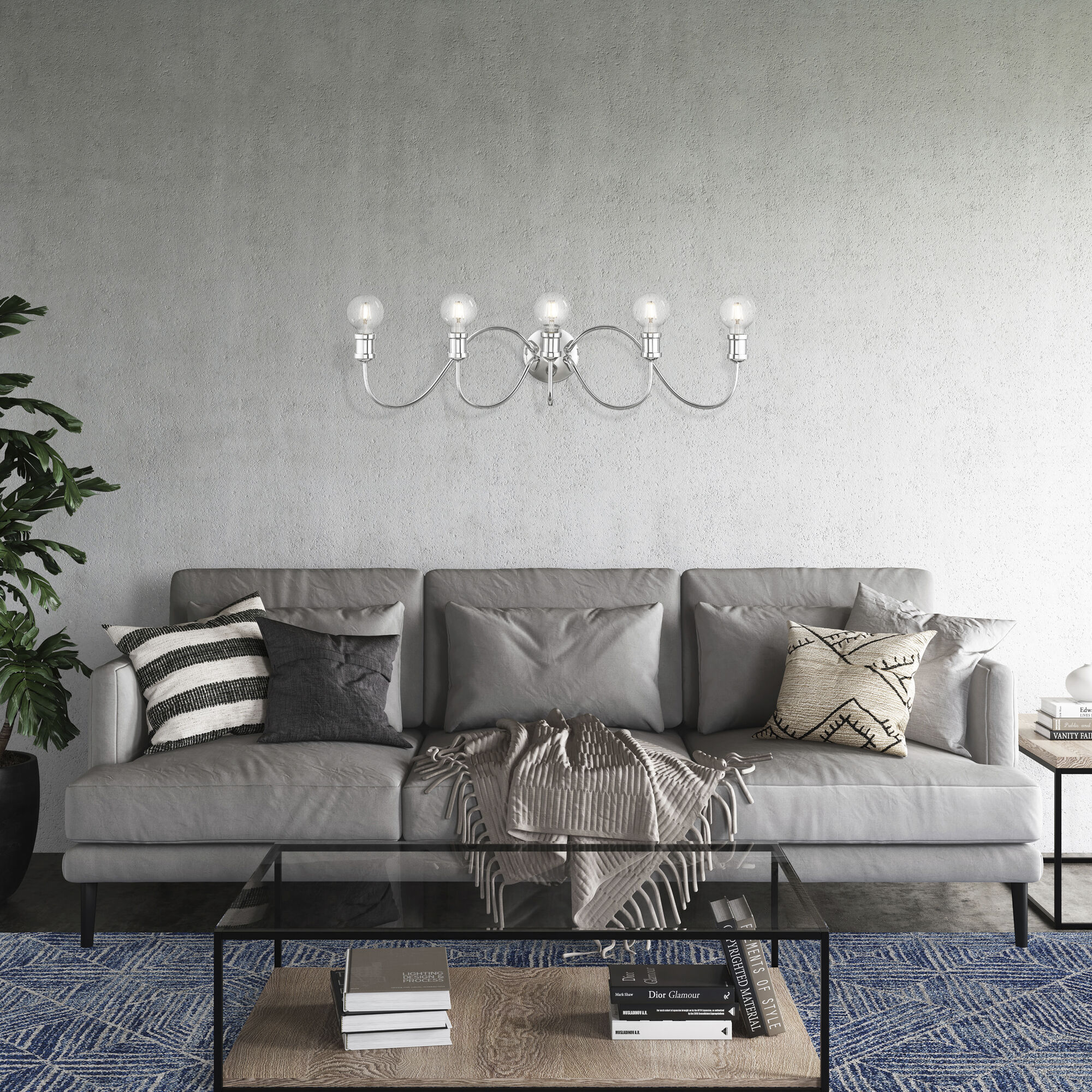 Lansdale 5 Light 34 inch Polished Chrome Vanity Sconce Wall Light, Large