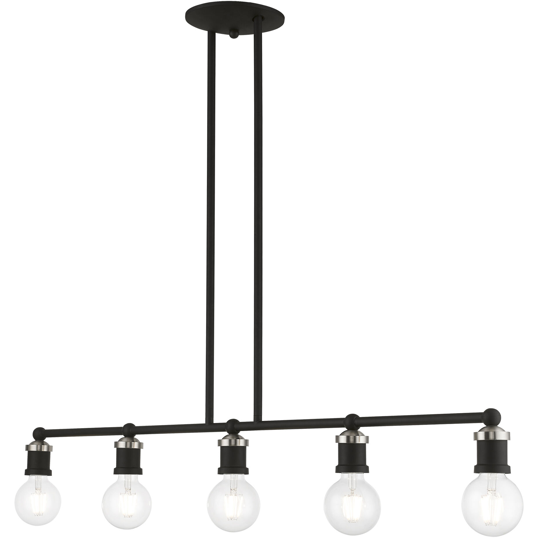 Lansdale 5 Light 40 inch Black with Brushed Nickel Accents Linear Chandelier Ceiling Light, Large