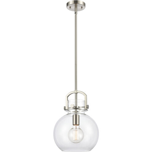 Newton Sphere 1 Light 10 inch Satin Nickel Mini Pendant Ceiling Light in Clear Glass