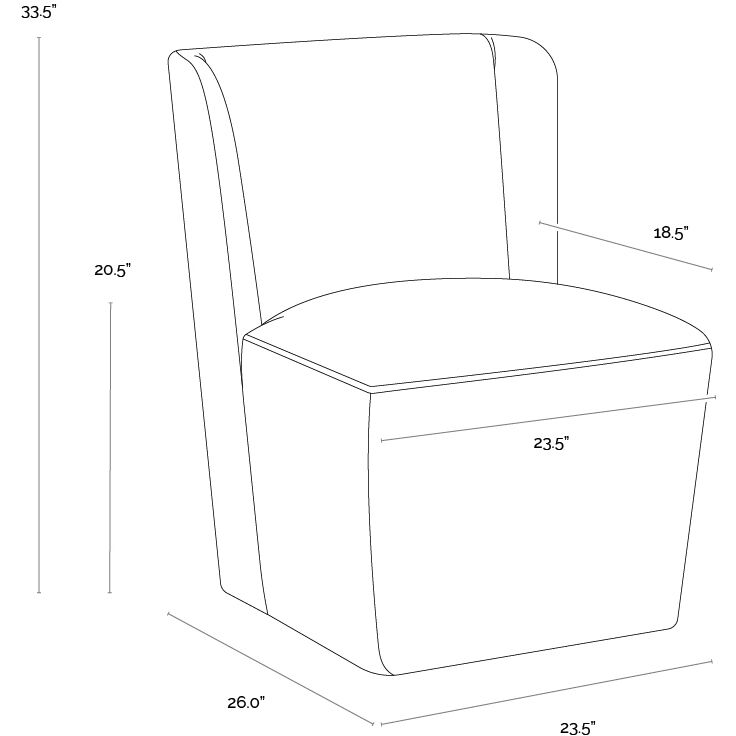 Amita Piccolo Prosecco Wheeled Dining Chair, Wheeled