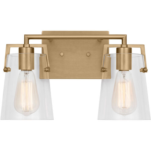 Drew & Jonathan Crofton 2 Light 14.63 inch Satin Brass Wall Bath Fixture Wall Light