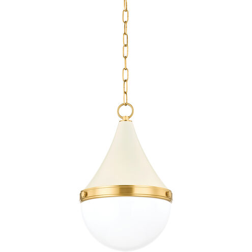 Ciara 1 Light 11.75 inch Aged Brass and Soft Cream Pendant Ceiling Light