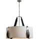 Saratoga 4 Light 31.9 inch Polished Nickel Pendant Ceiling Light in Leather Black, Natural Anna, Large