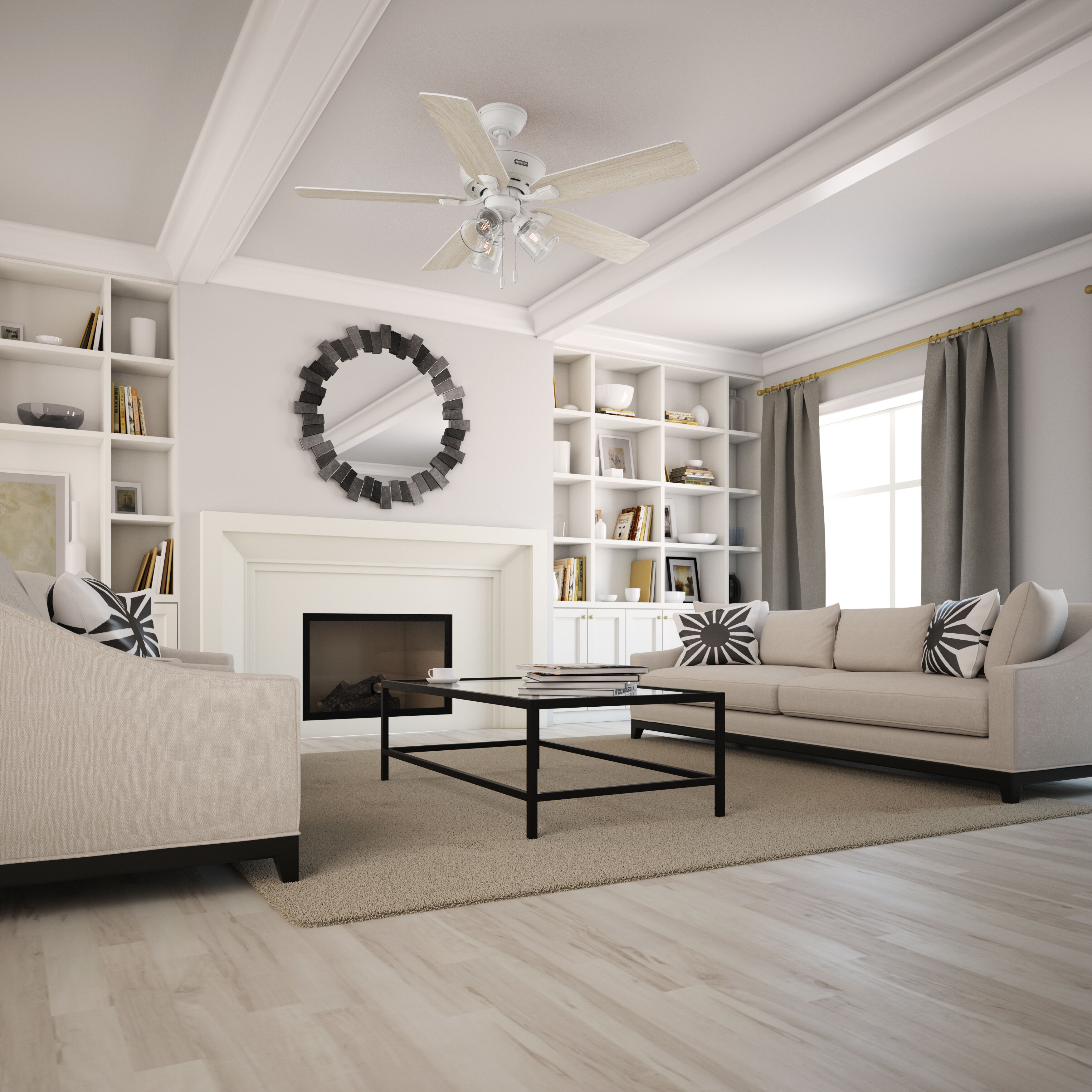 Rosner 52 inch Matte White with Light Oak/Fresh White Blades Ceiling Fan