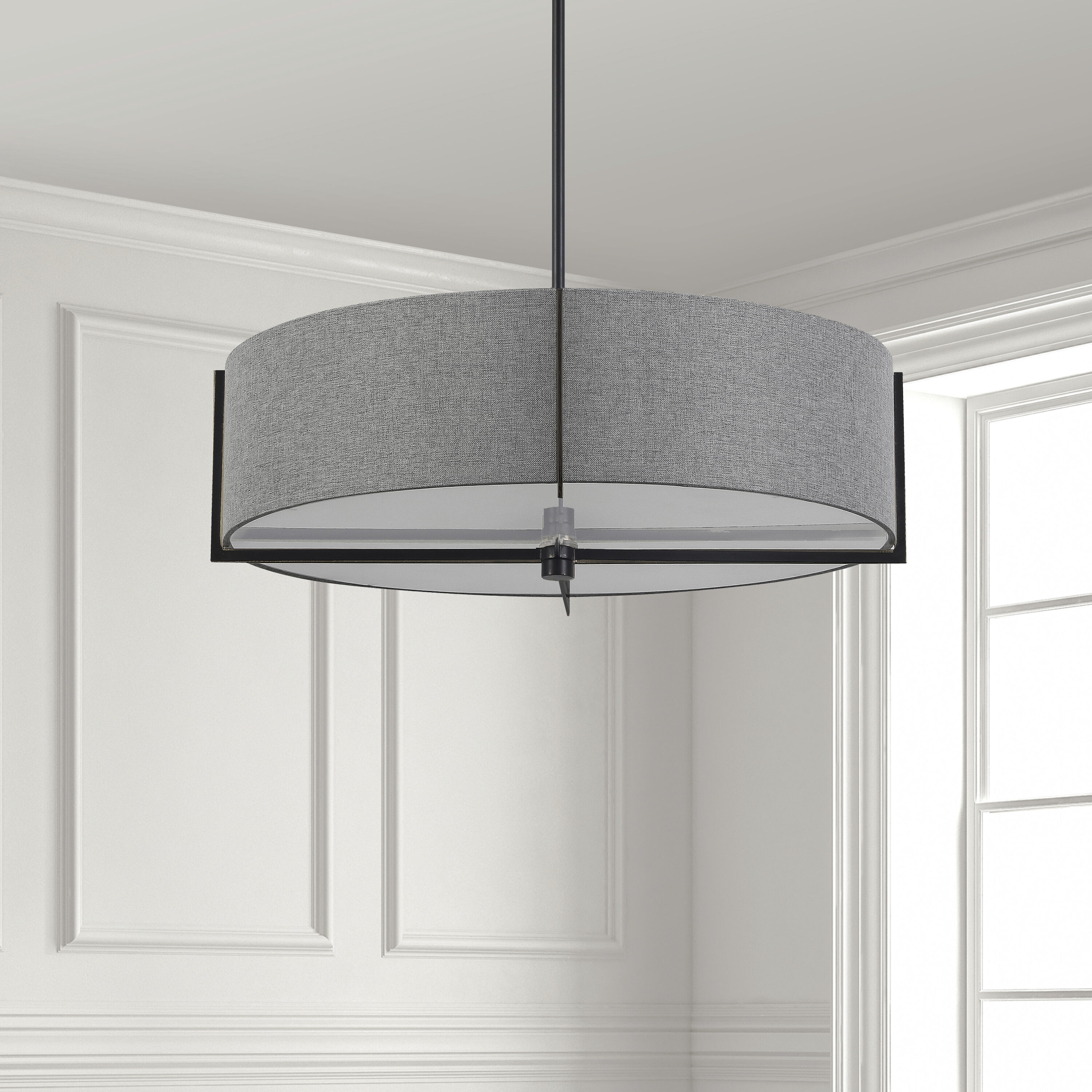 Preston 4 Light 26 inch Matte Black with Grey Linear Pendant Ceiling Light