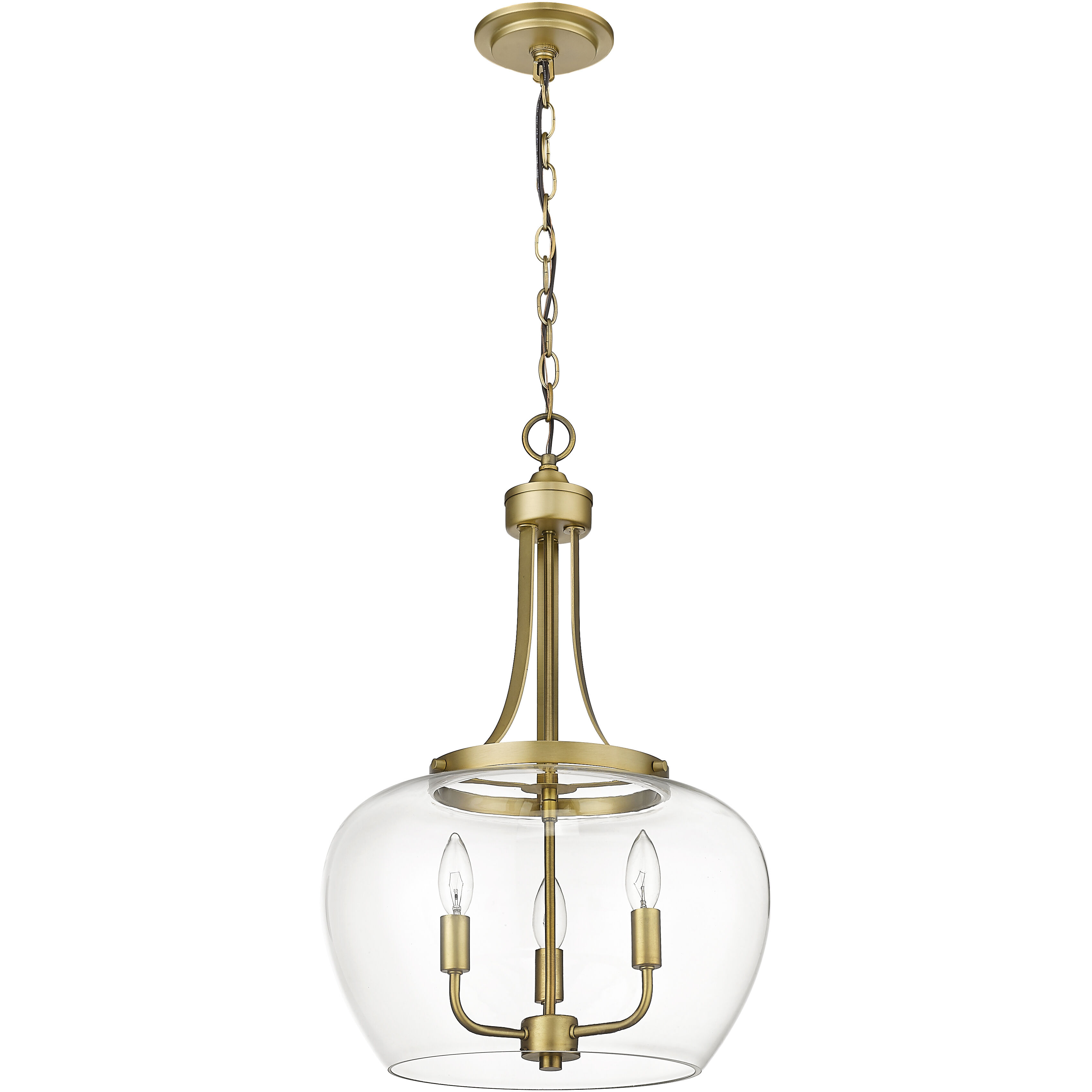 Joliet 3 Light 15.75 inch Olde Brass Pendant Ceiling Light