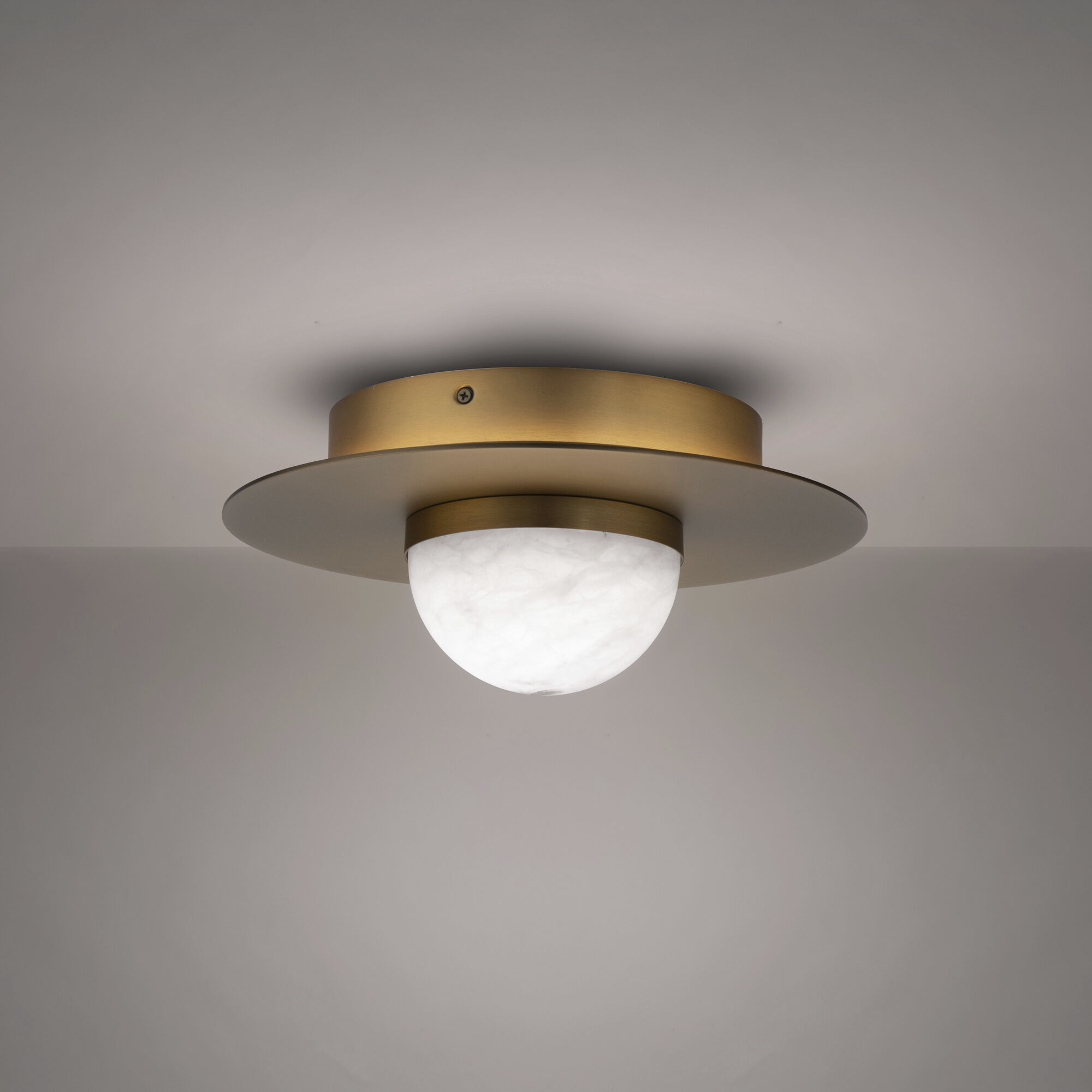 Landed 1 Light 12 inch Aged Brass Flush Mount Ceiling Light