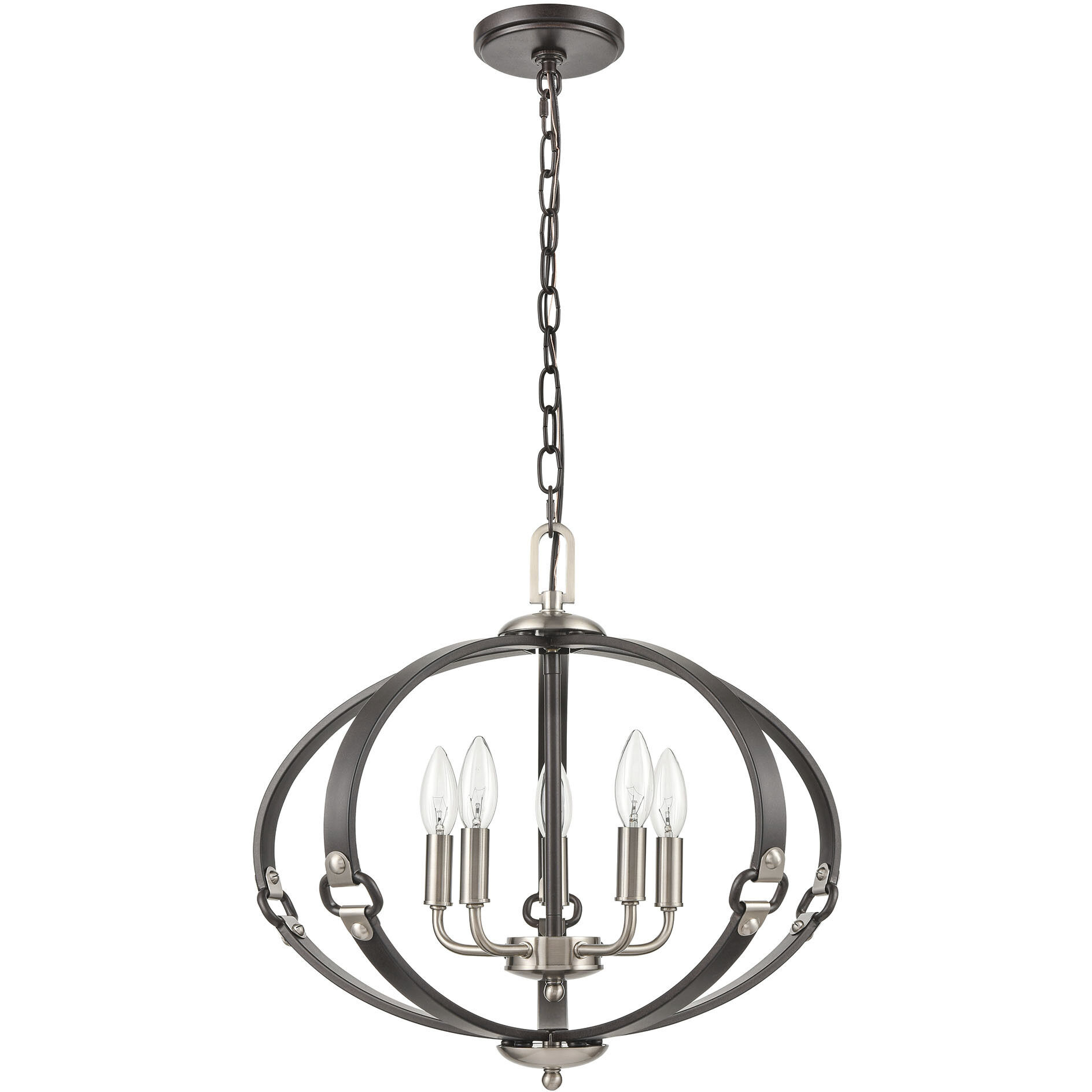 Armstrong Grove 5 Light 20 inch Charcoal with Satin Nickel Chandelier Ceiling Light