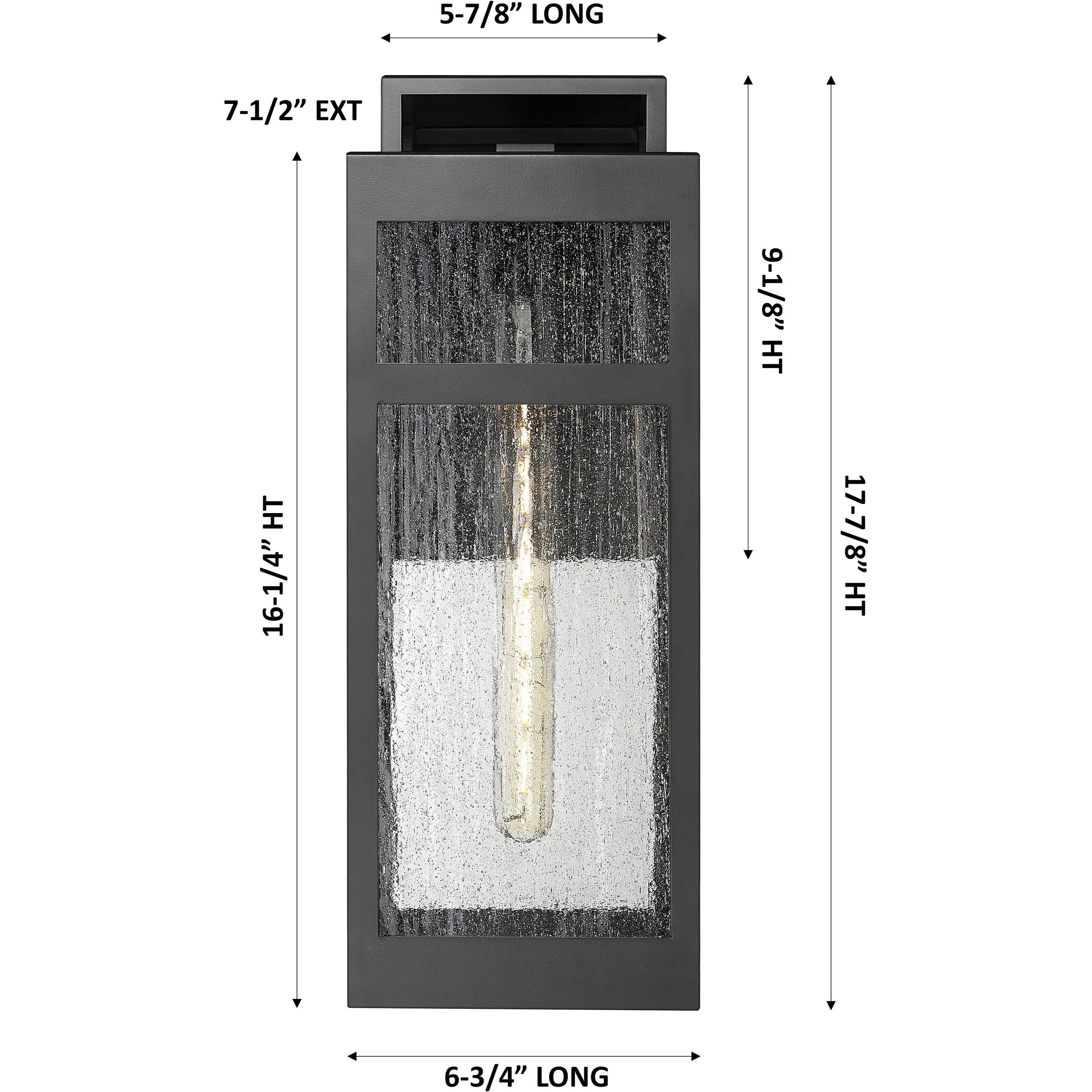 Ridgeway 1 Light 17.88 inch Matte Black Outdoor Sconce in Seedy Glass