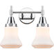 Caden 2 Light 15 inch Polished Chrome Bath Vanity Light Wall Light in Matte White Glass