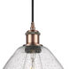 Ballston Dome LED 12 inch Antique Copper Mini Pendant Ceiling Light in Seedy Glass, Black Textured
