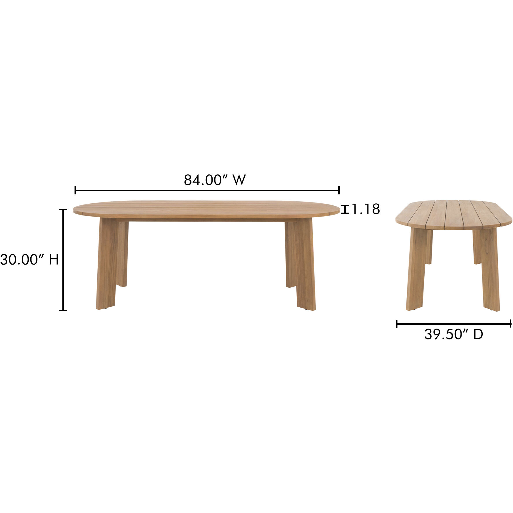 Delta 84 X 39.5 inch Natural Outdoor Dining Table, Oval