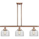 Ballston Large Bell 3 Light 36 inch Antique Copper Island Light Ceiling Light in Clear Glass
