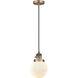 Franklin Restoration Beacon LED 6 inch Brushed Brass Mini Pendant Ceiling Light in Matte White