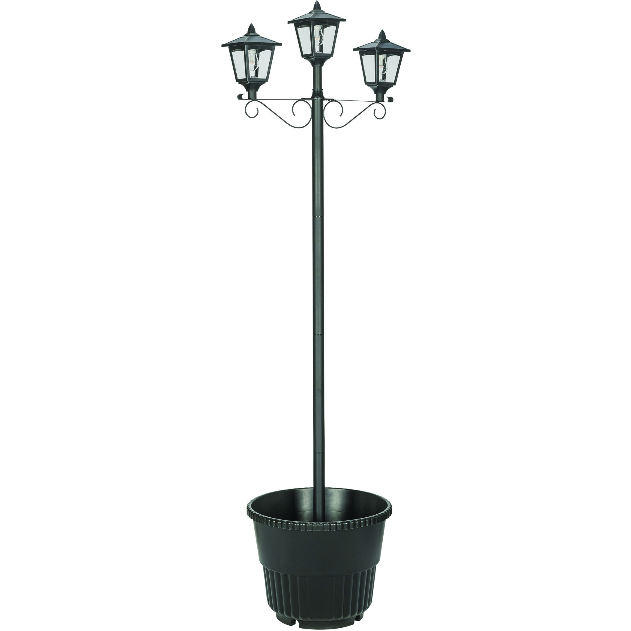 Triple Head 3 Light 78.5 inch Black Post Light, Solar