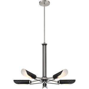 Turbine 5 Light 28 inch Coal With Brushed Nickel Chandelier Ceiling Light