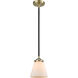 Nouveau Small Cone 1 Light 6 inch Black Antique Brass Mini Pendant Ceiling Light in Matte White Glass, Nouveau