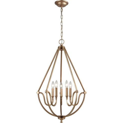 Stanton 5 Light 22 inch Matte Gold Chandelier Ceiling Light