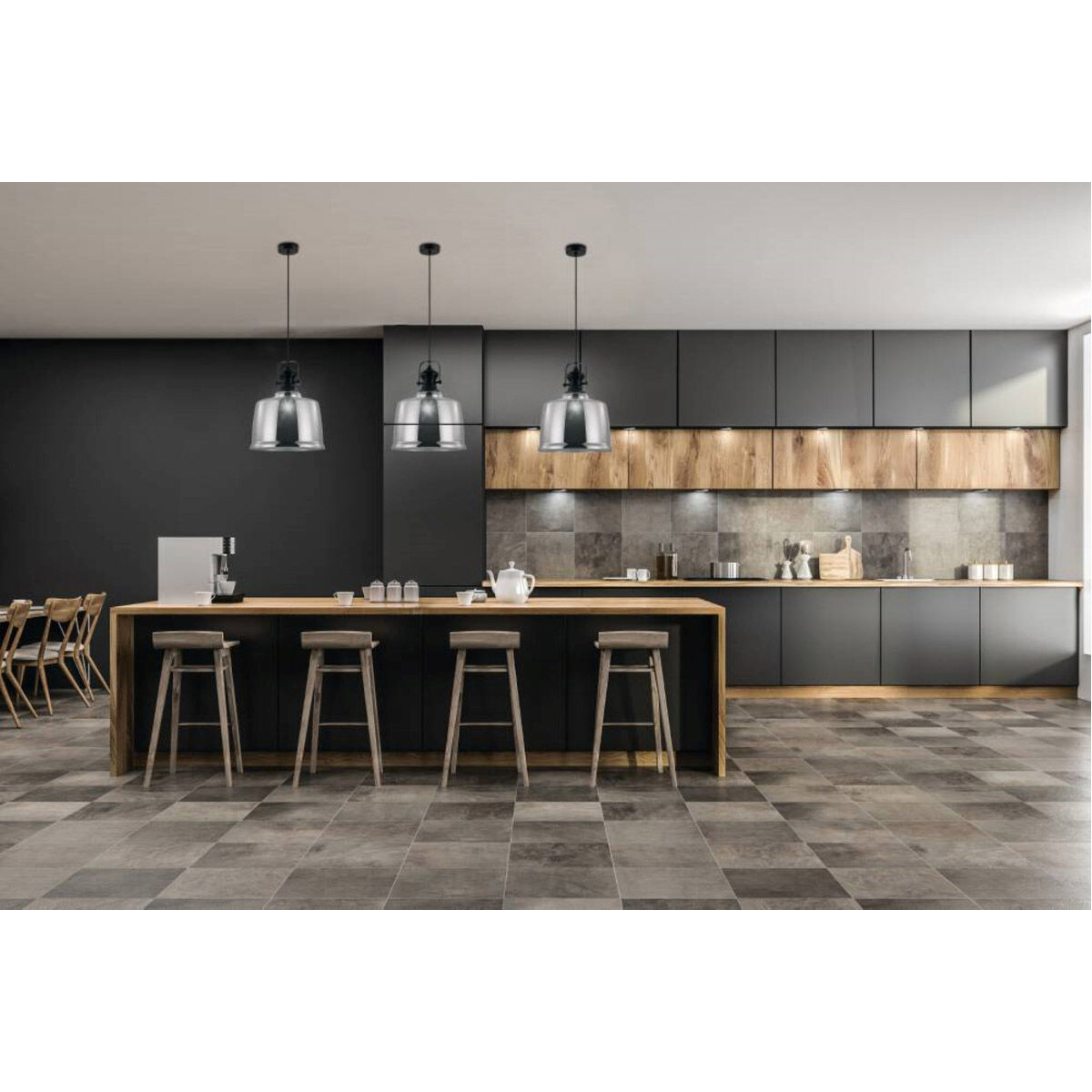 Gilwell 1 1 Light 15 inch Matte Black and Chrome Pendant Ceiling Light