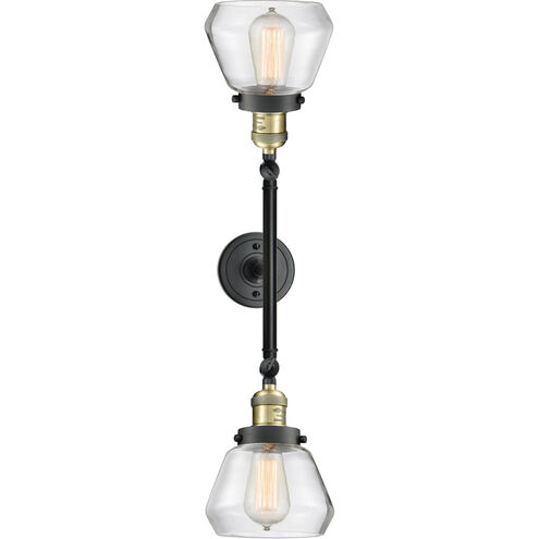 Franklin Restoration Fulton 2 Light 17 inch Black Antique Brass Bath Vanity Light Wall Light in Clear Glass, Franklin Restoration