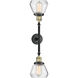 Franklin Restoration Fulton 2 Light 17 inch Black Antique Brass Bath Vanity Light Wall Light in Clear Glass, Franklin Restoration