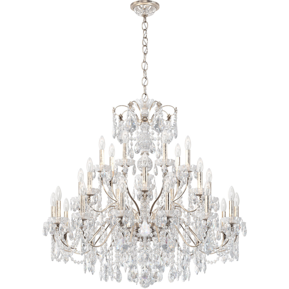 Century 28 Light 42.5 inch Antique Silver Chandelier Ceiling Light