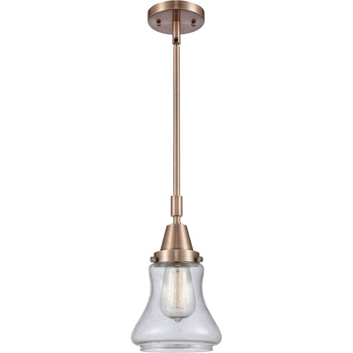Franklin Restoration Bellmont 1 Light 7 inch Antique Copper Mini Pendant Ceiling Light in Seedy Glass