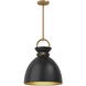 Waldo 1 Light 14 inch Aged Gold Pendant Ceiling Light in Aged Gold and Matte Black