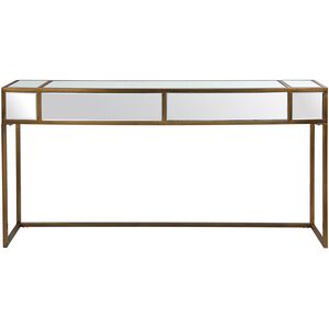 Reflect 62 inch Brushed Aged Gold and Mirrored Accents Mirrored Console Table