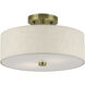 Monroe 2 Light 13 inch Antique Brass Semi Flush Mount Ceiling Light, Medium