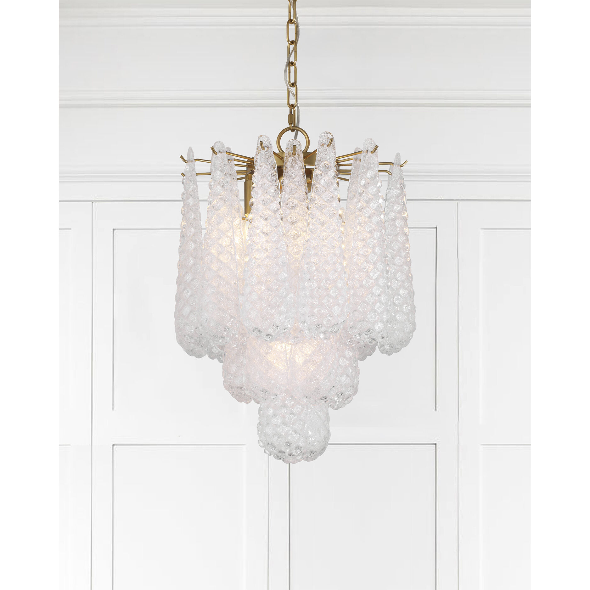 Ollie 4 Light 14.25 inch Aged Brass Chandelier Ceiling Light in Sand Glass Clear