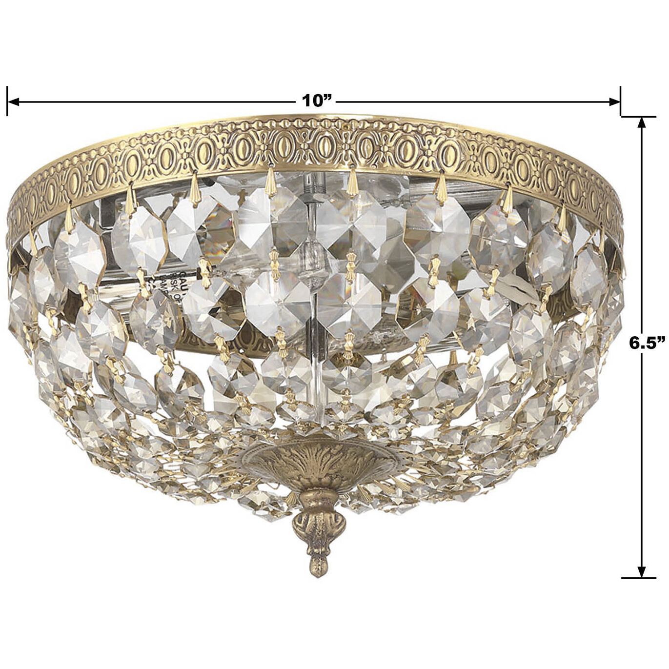 Westbury 2 Light 10 inch Olde Brass Flush Ceiling Light in Golden Teak Hand Cut