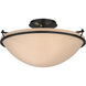 Plain 3 Light 17.2 inch Black Semi-Flush Ceiling Light in Sand, Large