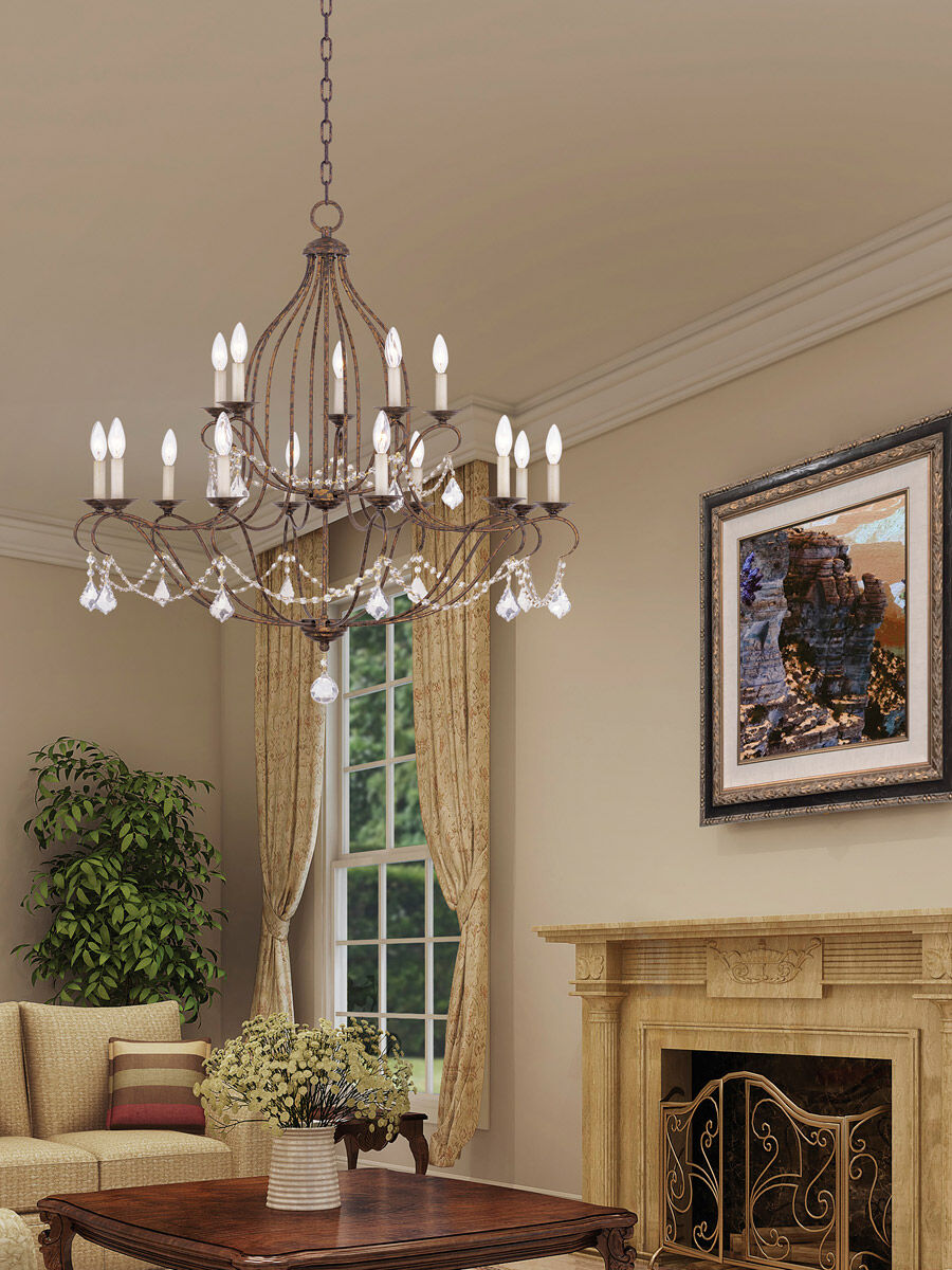 Chesterfield 15 Light 38 inch Hand Applied Venetian Golden Bronze Chandelier Ceiling Light