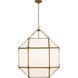 Suzanne Kasler Morris 3 Light 23.25 inch Gilded Iron Lantern Pendant Ceiling Light in White Glass, Large