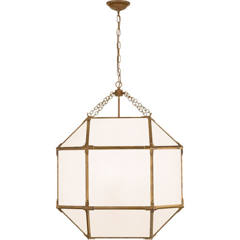 Suzanne Kasler Morris 3 Light 23.25 inch Gilded Iron Lantern Pendant Ceiling Light in White Glass, Large
