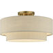 Bellingham 3 Light 18 inch Antique Gold Leaf Semi Flush Mount Ceiling Light, Large