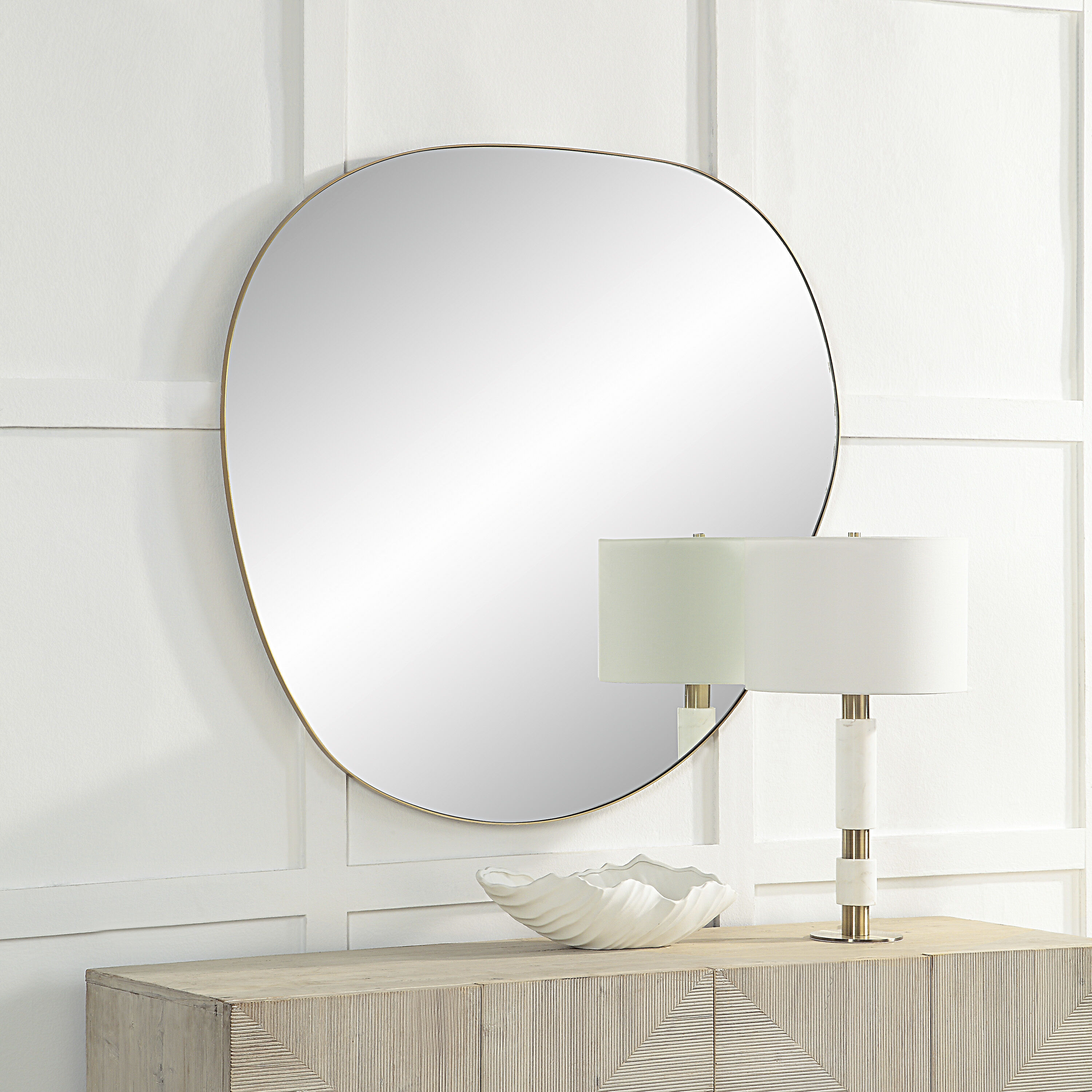 Peony 45 X 45 inch Burnished Brass Wall Mirror