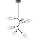 Aalto LED 38.8 inch Matte Black Chandelier Ceiling Light in Optic Rib Clear, 2700K LED, Modern Vine