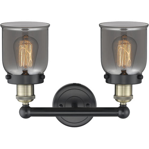 Bell 2 Light 15.5 inch Black Antique Brass Bath Vanity Light Wall Light in Plated Smoke