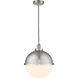 Edison Hampden 1 Light 12.88 inch Brushed Satin Nickel Pendant Ceiling Light in Matte White Glass