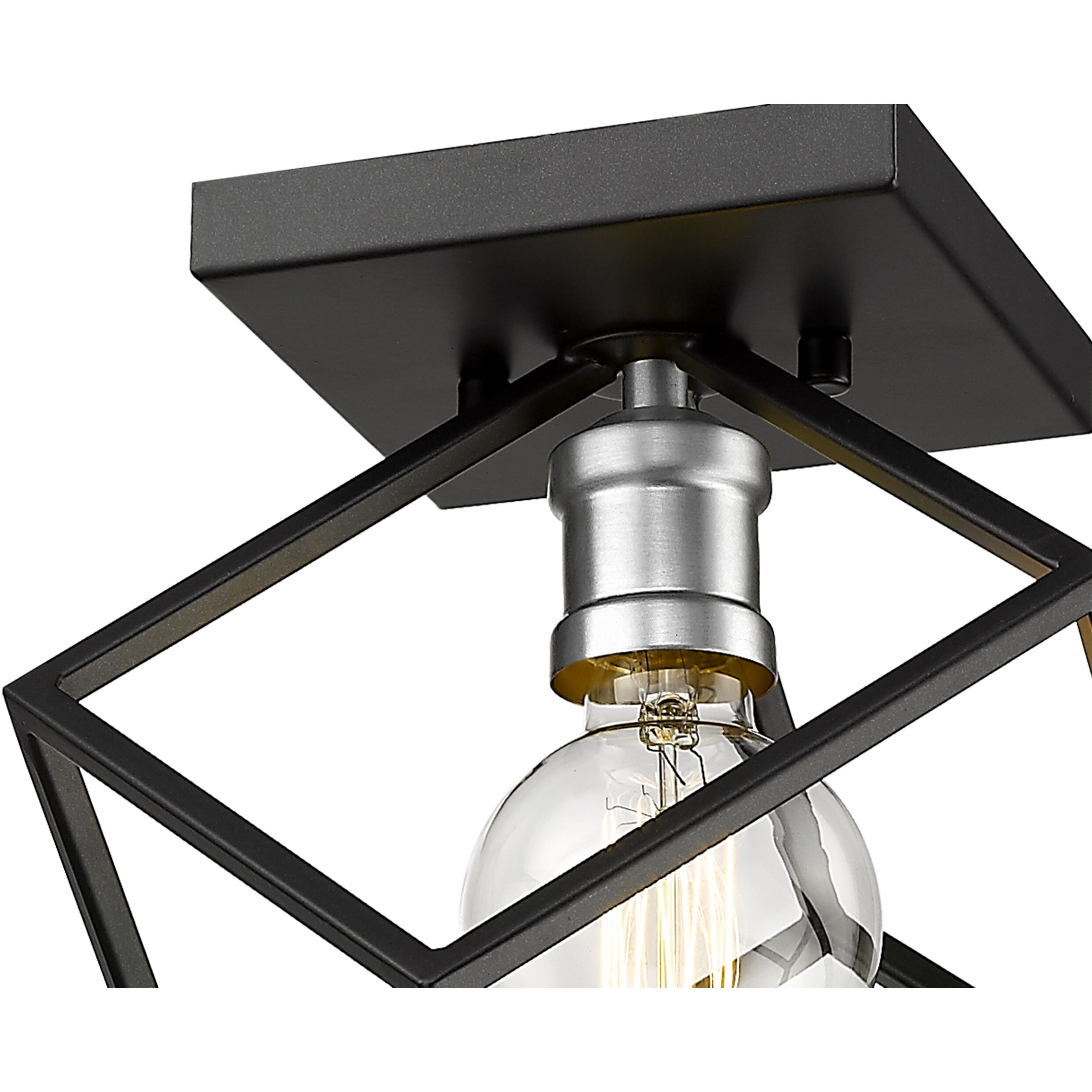 Vertical 1 Light 10 inch Matte Black and Brushed Nickel Flush Mount Ceiling Light