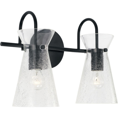 Mila 2 Light 14 inch Matte Black Vanity Light Wall Light