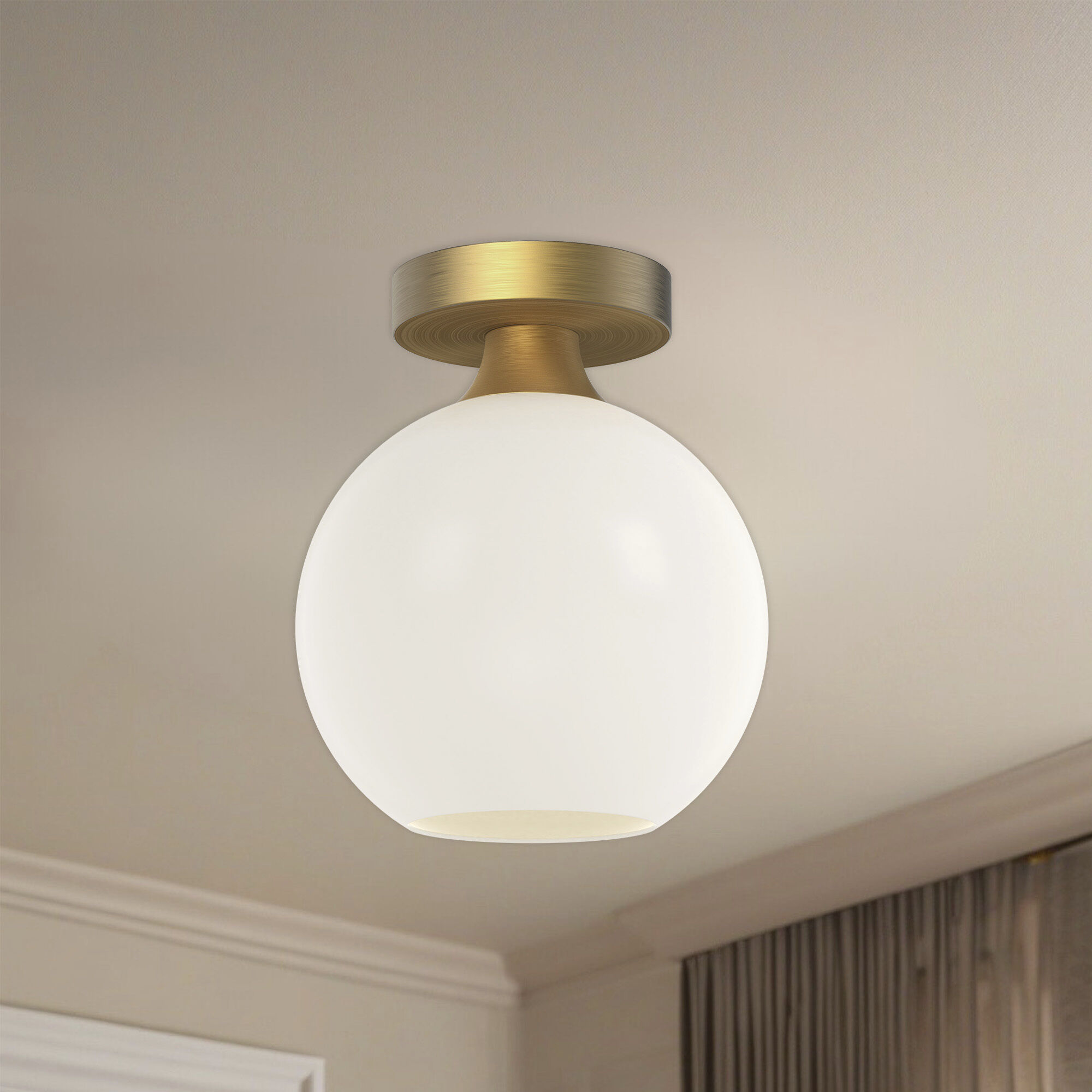 Alora Mood Castilla 1 Light 7.88 inch Aged Gold/Opal Matte Glass Flush Mount Ceiling Light in Matte Opal Glass