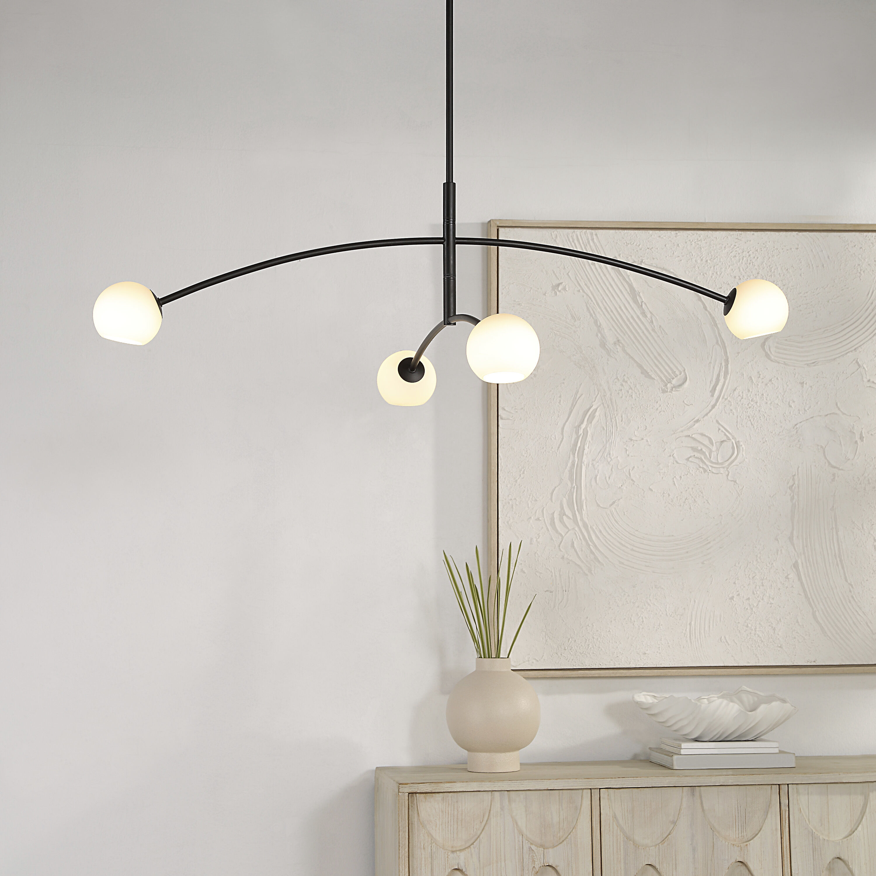 Nube 4 Light 54 inch Matte Black Chandelier Ceiling Light