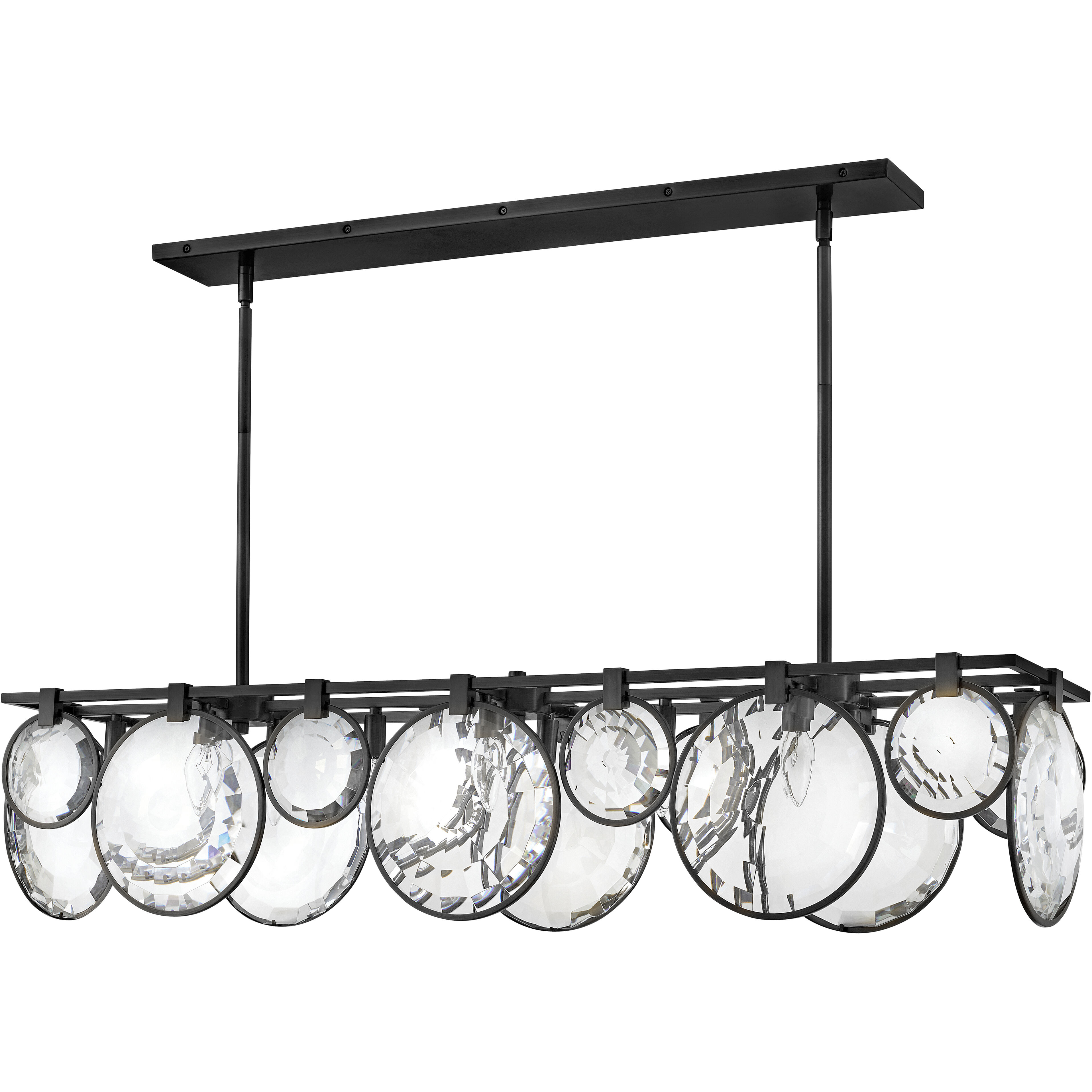 Nala LED 49.75 inch Black Chandelier Ceiling Light, Linear & Oval