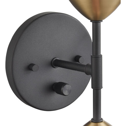 Milla 2 Light 4.5 inch Charcoal Black and Brushed Gold Sconce Wall Light