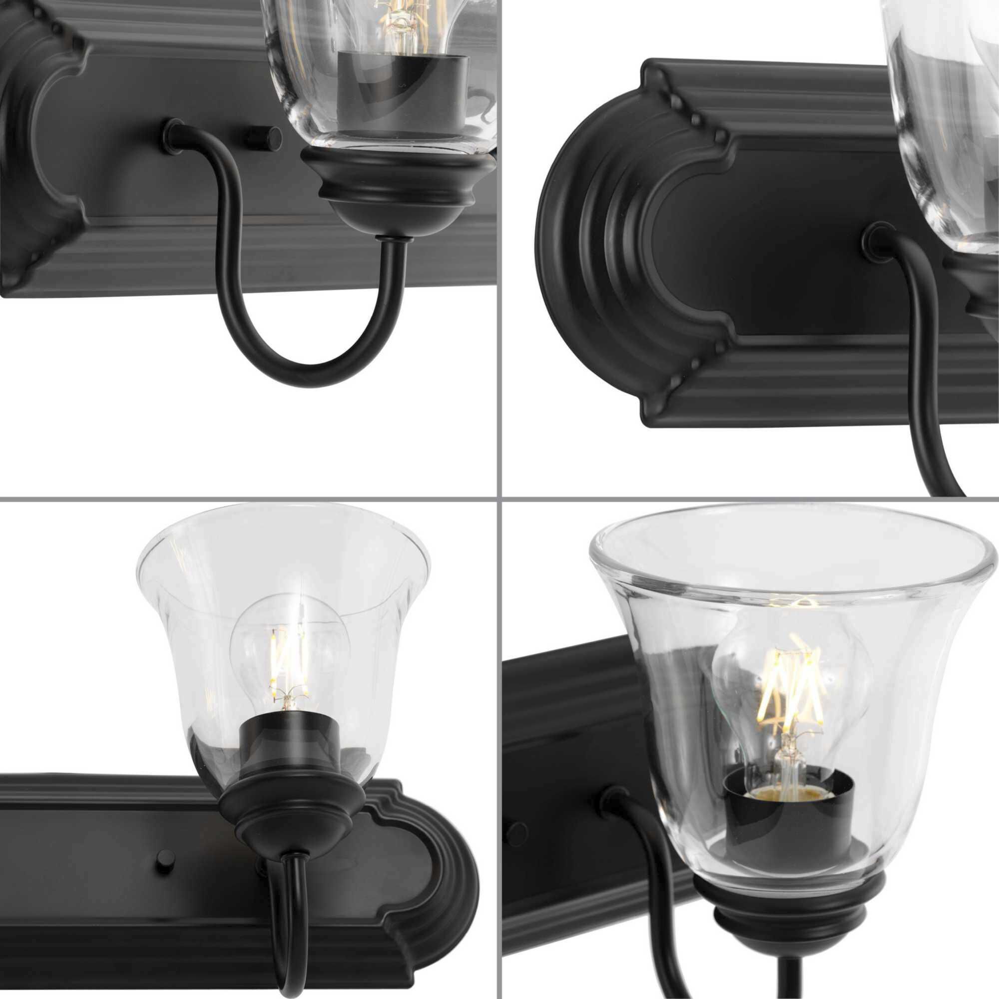 Clear Glass 2 Light 18 inch Matte Black Vanity Light Wall Light